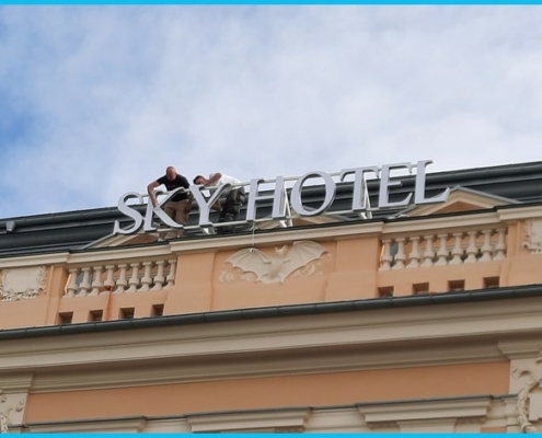 litery 3d podświetlane sky hotel kraków